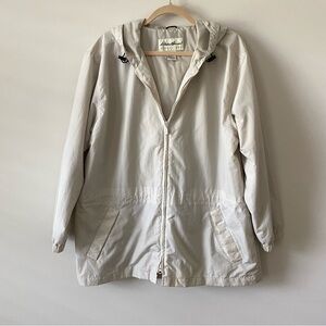 Eddie Bauer Hooded Windbreaker Rain Jacket Cream Size L